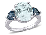 5 1/6 Carat (ctw) Ice Aquamarine and Blue Topaz Ring in Sterling Silver